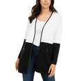 thumbnail image 1 of Charter Club Women's Milano Cotton Colorblocked Cardigan White Size Medium, 1 of 3