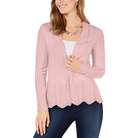 Charter Club Women's Open Front Cardigan Pink Size Medium