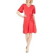 CHARTER CLUB Women's Petite Belted A-Line Dress Red Size Petite