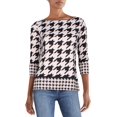 thumbnail image 1 of Charter Club Women's Petite Button-Shoulder Houndstooth Top Black Size Medium, 1 of 3