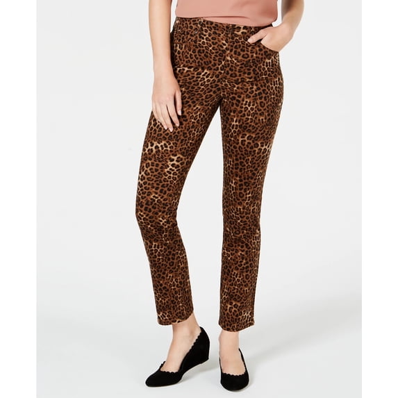 Charter Club Women's Petite Printed Lexington Straight-Leg Jeans Brown Size 16