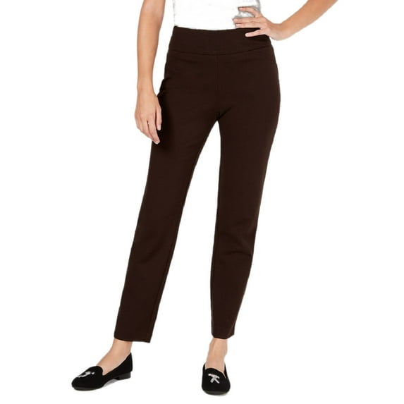 Charter Club Women's Petite Pull-On Ponte-Knit Pants Dark Brown Size 14PS