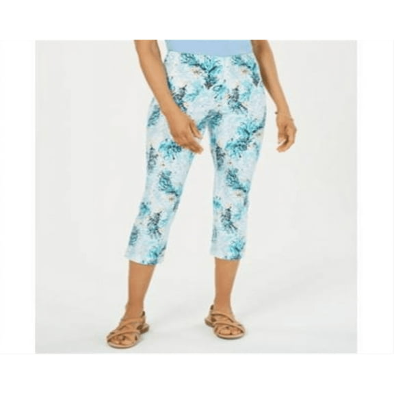Charter Club Women's Printed Capri Pants Blue Size 4 Petite