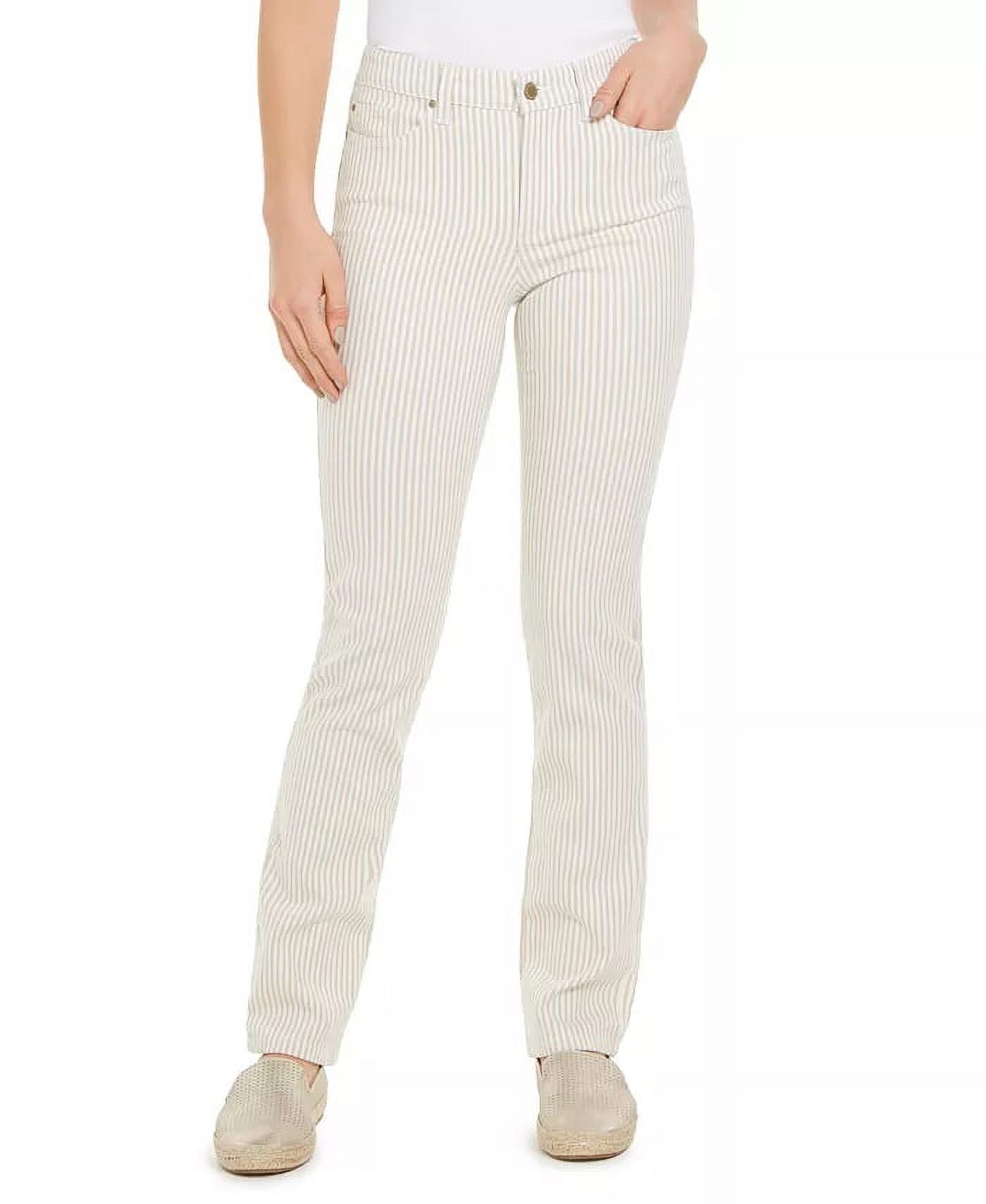 Charter Club Women's Printed Stripe Lexington Straight-Leg Jeans Beige ...