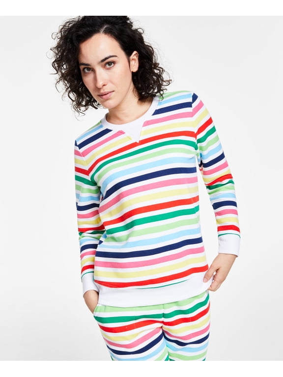 Women's Printed Stripe Matching Crewneck Top