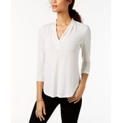 Charter Club Printed V Neck Top Cloud Dot Combo M