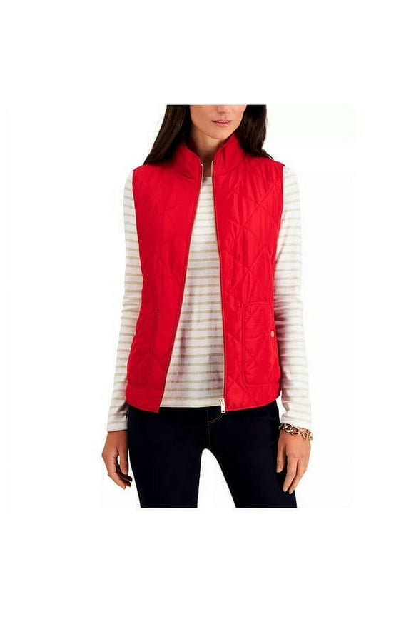 Petite Quilted Vest Red Polish PL