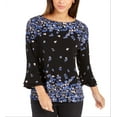 thumbnail image 1 of Charter Club Women's Ruffle Cuff Top Blue Size Petite Small, 1 of 3