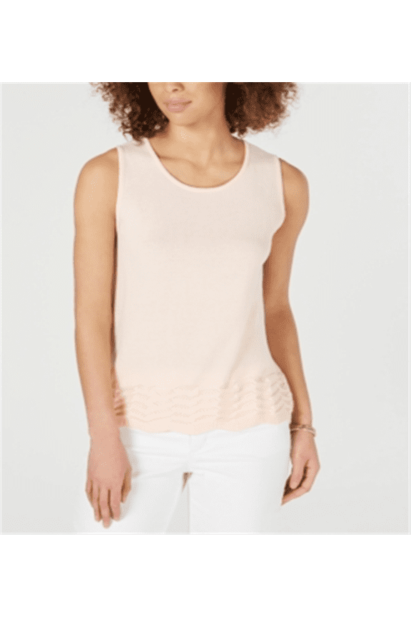 Women's Sleeveless Zigzag Sweater Peach Size Large