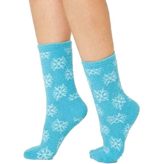 Charter Club Women’s Snowflake Fuzzy Cozy Socks (Blue)
