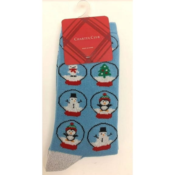 Charter Club Women's Snowman Holiday Socks, Blue, 9-11 - NEW