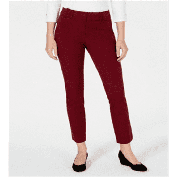 Charter Club Women's Solid Newport Slim Leg Pants Red Size 10 Petite
