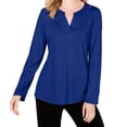 thumbnail image 1 of Charter Club Women's Supima Cotton Split-Neck Top Blue Size Large, 1 of 3