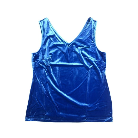 Charter Club Women's Tank Top Modern Blue Velvet V-Neck Sleeveless Blouse Size M