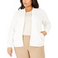 thumbnail image 1 of Charter Club Women's Textured Knit Bomber Jacket White Size Medium, 1 of 3