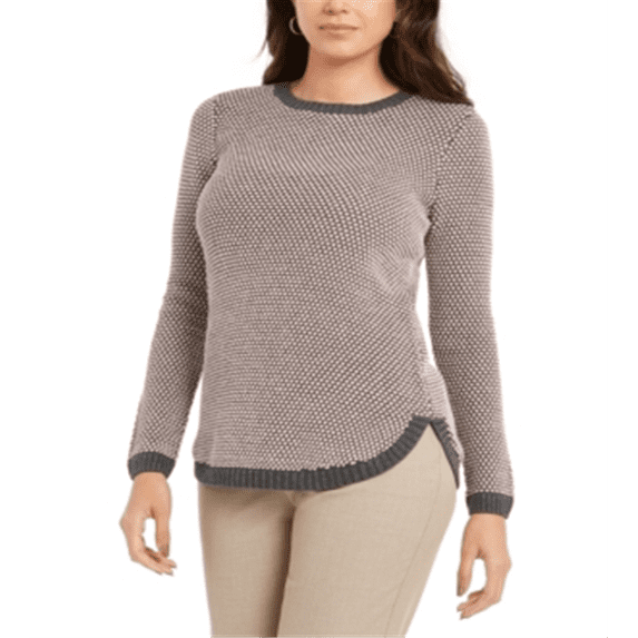 Charter Club Women's Textured Knit Sweater Gray Size Petite S