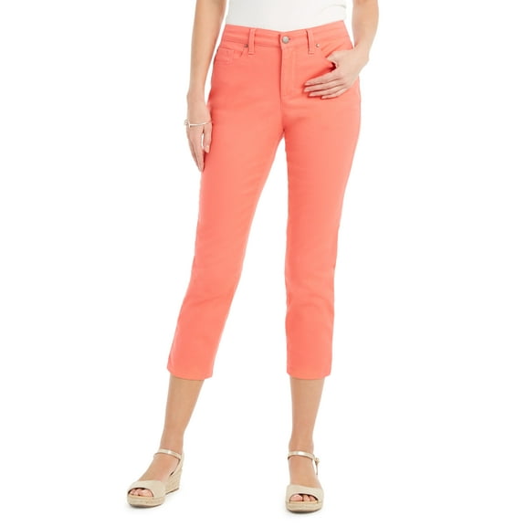 Charter Club Tummy Control Bristol Capri Jeans Tuscon Coral 12