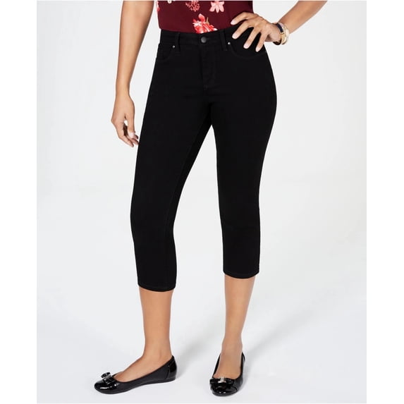 Charter Club Women's Tummy-Control Capri Jeans Black Size 4
