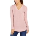 thumbnail image 1 of Charter Club Women's V-Neck Sweater Pink Size Large, 1 of 3
