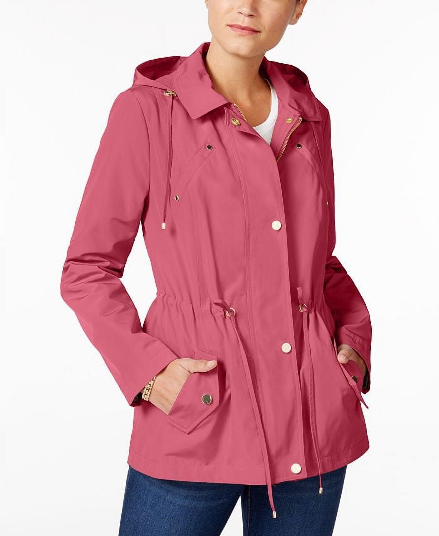 Charter Club Women s Water Resistant Hooded Anorak Jacket In Regular And Petite Dark Pink Size Large