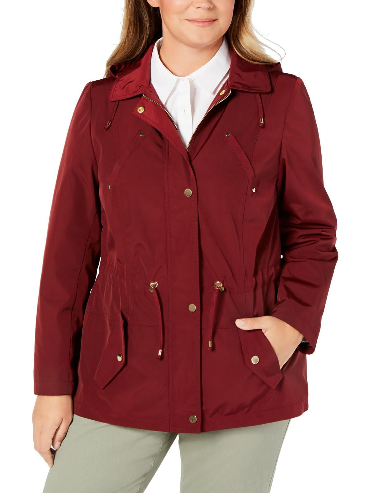 Charter Club Women s Water Resistant Utility Jacket Wine Size 3X