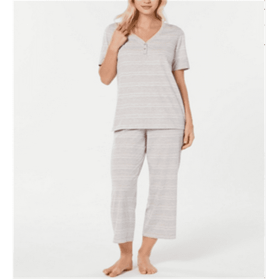 Charter Club Women's the Everyday Cotton Capri Pajama Set Gray Size Large