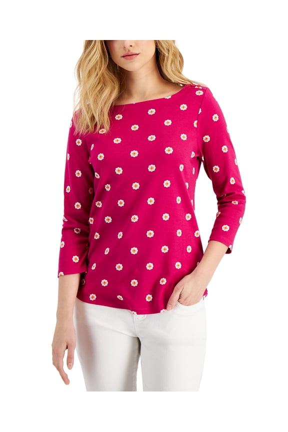 Womens 3/4 Sleeve Iconic Dot Print Top Pink Tutu Combo XS