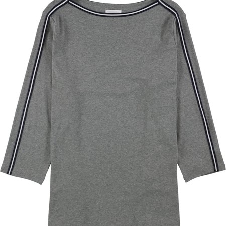 Charter Club Womens Athletic Trim Pullover Blouse, Grey, Plus Size, 0X