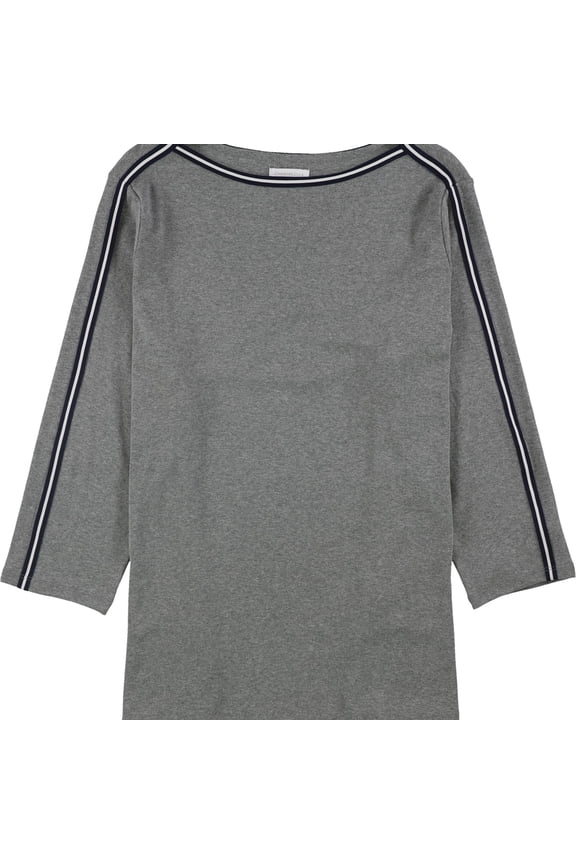 Womens Athletic Trim Pullover Blouse, Grey, Plus Size, 0X