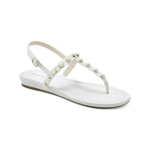 Charter Club Womens Avita Faux Leather Embellished Slingback Sandals