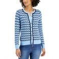 thumbnail image 1 of Charter Club Womens Button Down Cardigan Blue Glacier Combo XL, 1 of 2