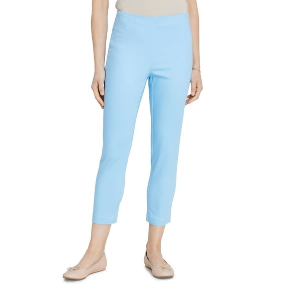 Charter Club Womens Chelsea Twill Tummy Control Cropped Pants Pale Blue Glacier 10