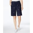 thumbnail image 1 of Charter Club Womens Classic Fit Pineapple Bermuda Shorts Navy 8, 1 of 1