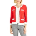 thumbnail image 1 of Charter Club Womens Colorblocked Cardigan Risky Red M, 1 of 1