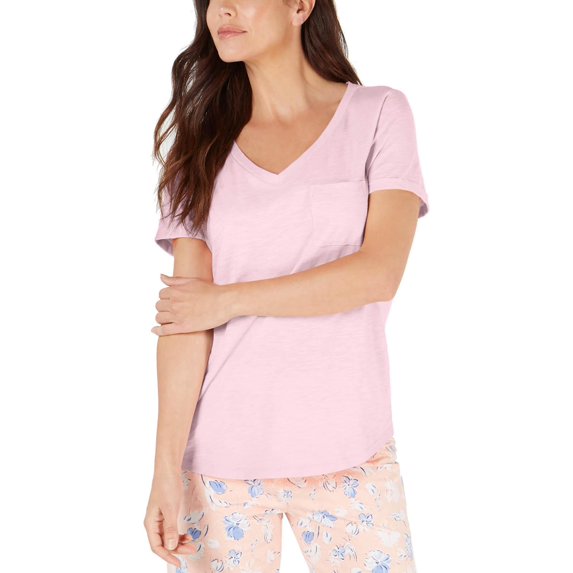 Charter Club Womens Comfy Sleepwear Pajama Top Pink L