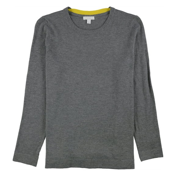 Charter Club Women's Sweater Gray Contrast Trim Split Hem Long Sleeve Size M