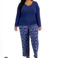 thumbnail image 1 of Charter Club Womens Cotton Pajama Set, Blue Penguin, X-Small, 1 of 3