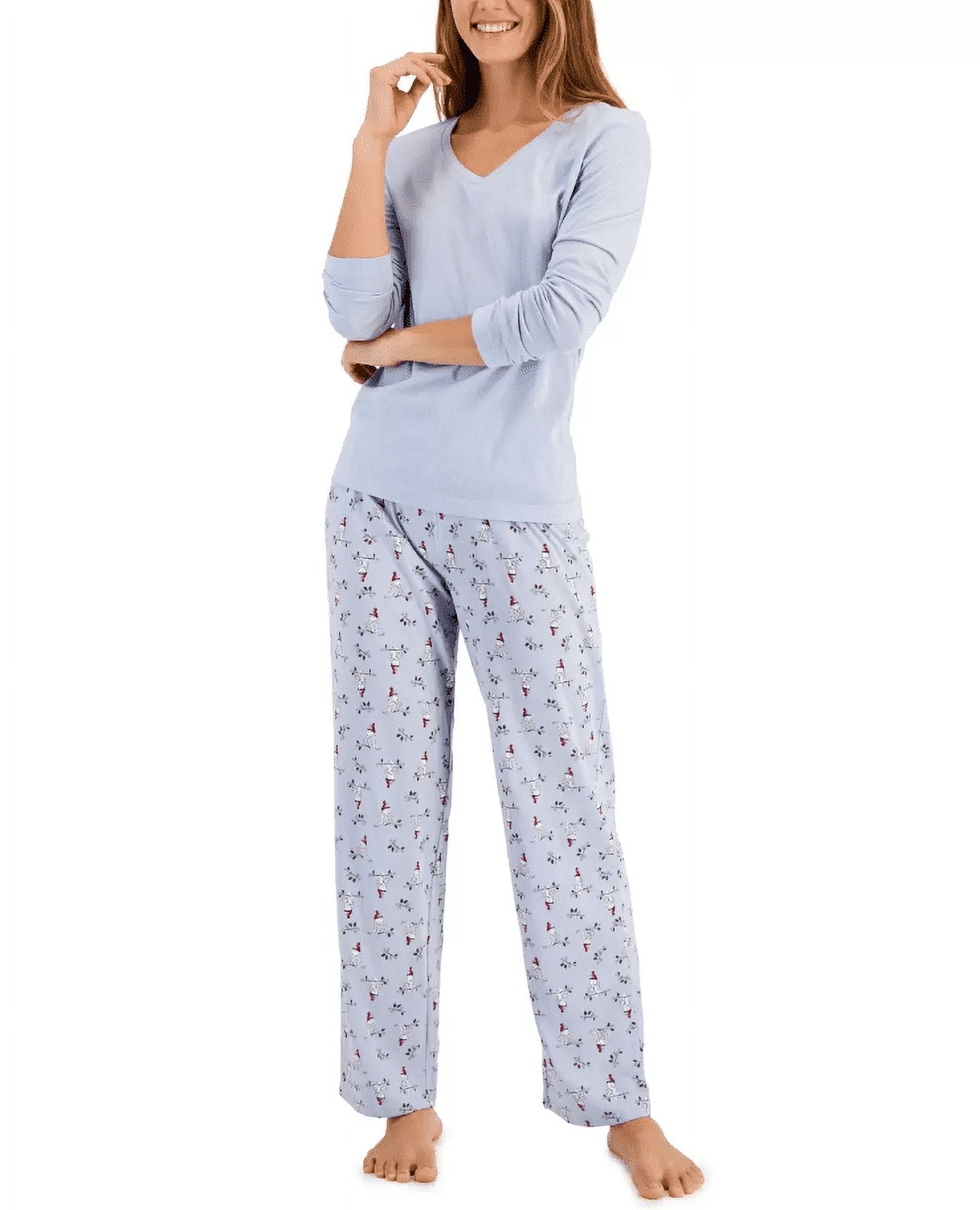 Charter Club Womens Cotton Pajama Set Blue Snow Man Print XX Large Walmart