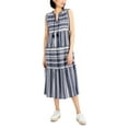 thumbnail image 1 of Charter Club Womens Cotton Sleeveless Midi Dress Intrepid Blue Combo XS, 1 of 1