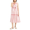 thumbnail image 1 of Charter Club Womens Cotton Sleeveless Midi Dress Red Barn Combo M, 1 of 1