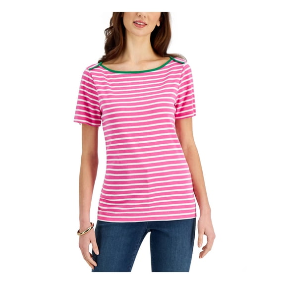 Charter Club Womens Cotton Striped Pullover Top