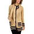 thumbnail image 1 of Charter Club Womens Cotton Striped Shawl Neck Cardigan Sweater Deep Black Combo 2XL, 1 of 1