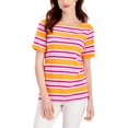 thumbnail image 1 of Charter Club Womens Cotton Striped Top Orange Paradise Combo M, 1 of 1
