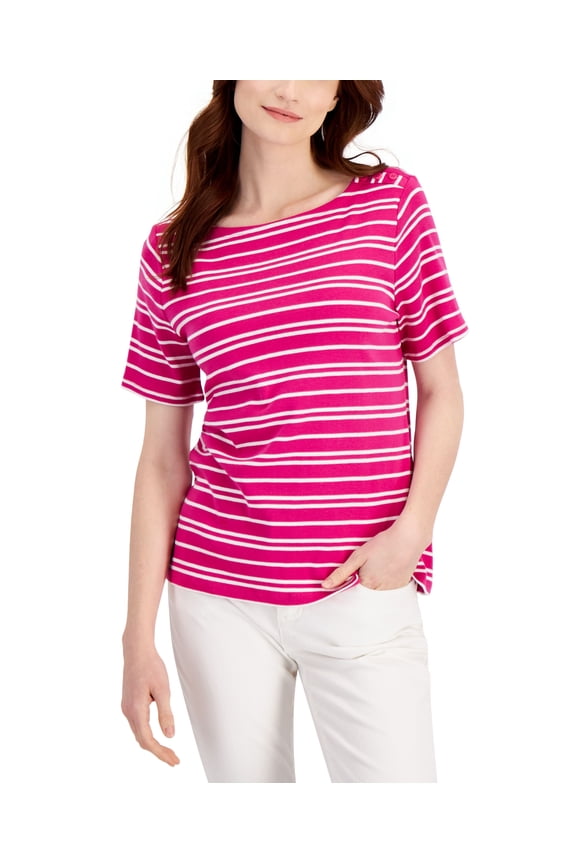 Womens Cotton Striped Top Pink Tutu Combo M