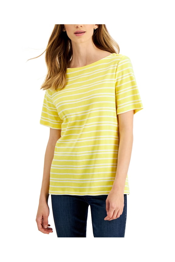Womens Cotton Striped Top Primrose Yellow Combo XL