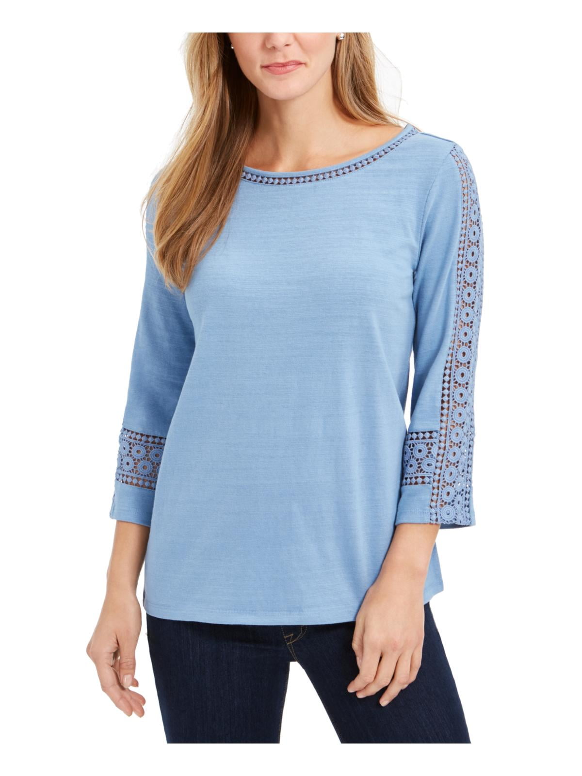 Charter Womens Pima Cotton Boatneck Top Blue