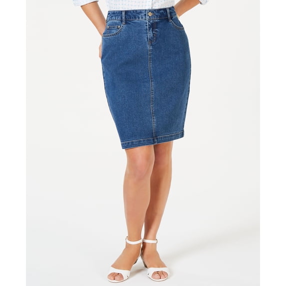 Charter Club Womens Denim Tummy Control Skirt Lyon Wash 6