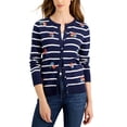 thumbnail image 1 of Charter Club Womens Embroidered Button Cardigan Intrepid Blue Combo S, 1 of 1