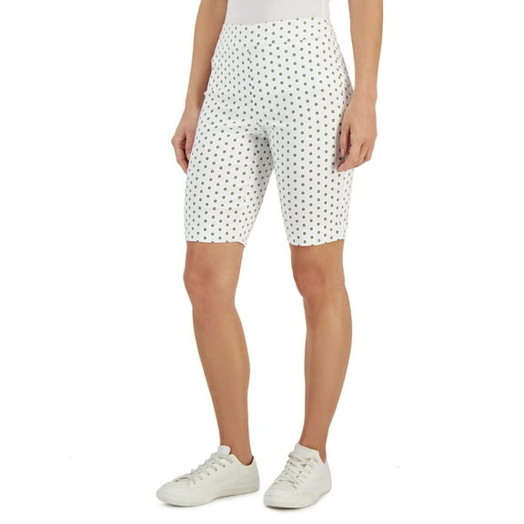 Charter Club Womens Floral Print Fitted Shorts Bright White Combo M