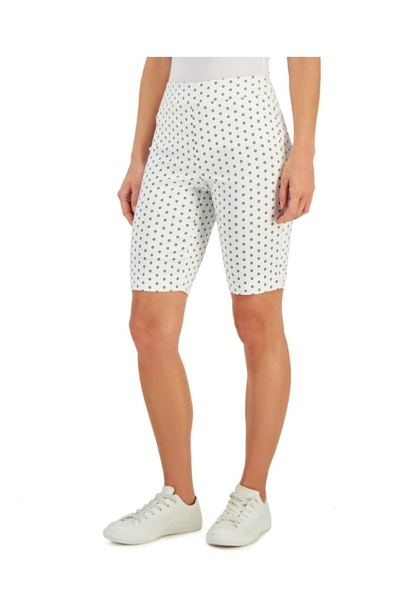 Womens Floral Print Fitted Shorts Bright White Combo XS